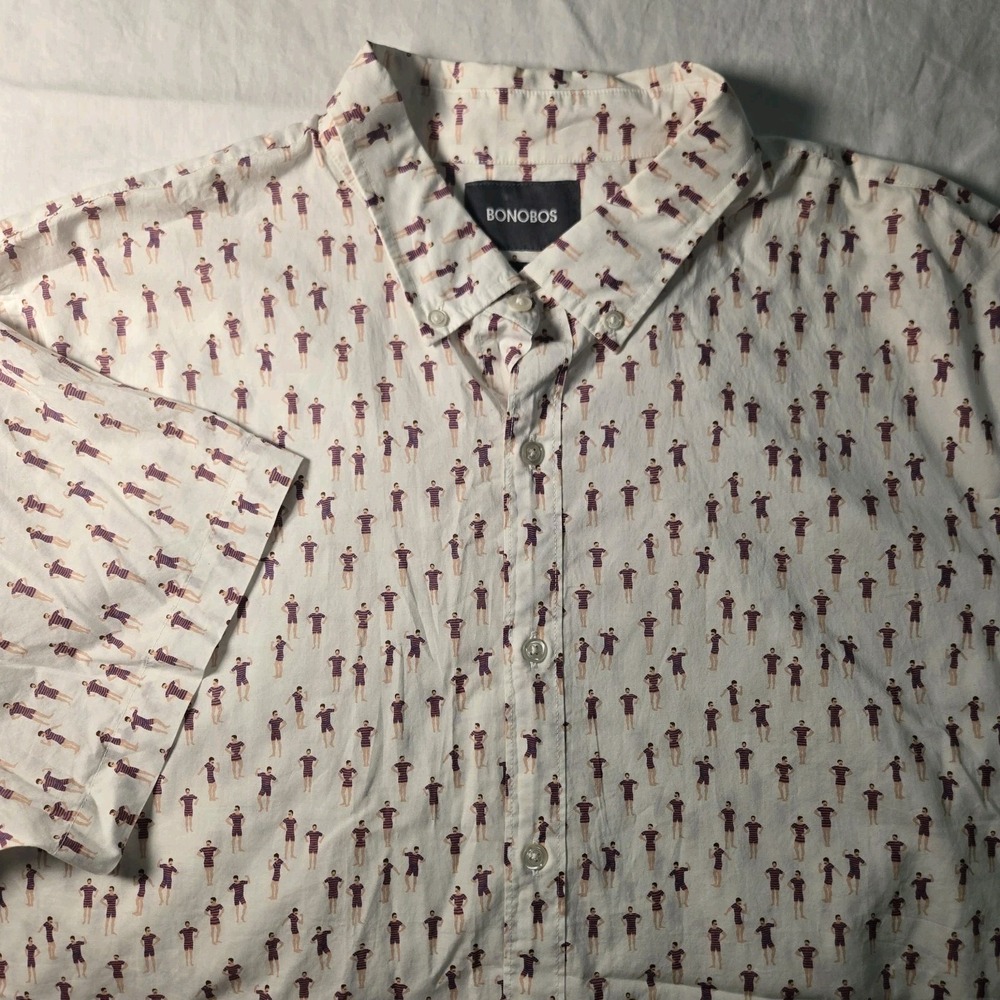 Bonobos Casual Short Sleeve Slim Fit Button Up Shirt Size XXL See Measurements